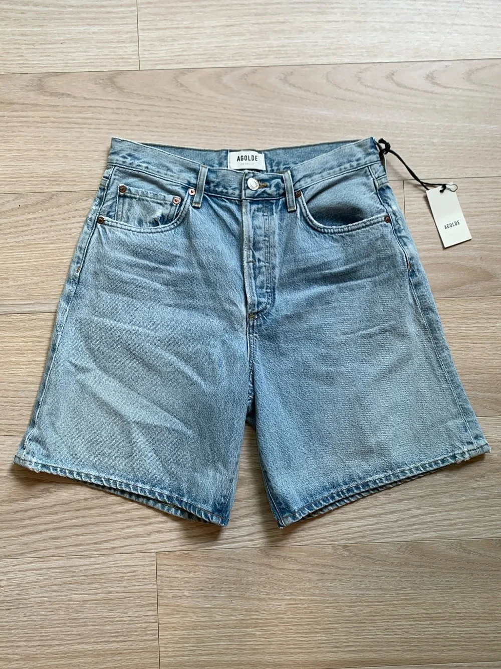 Agolde Light Blue Denim Dame Long Short NWT Size 27